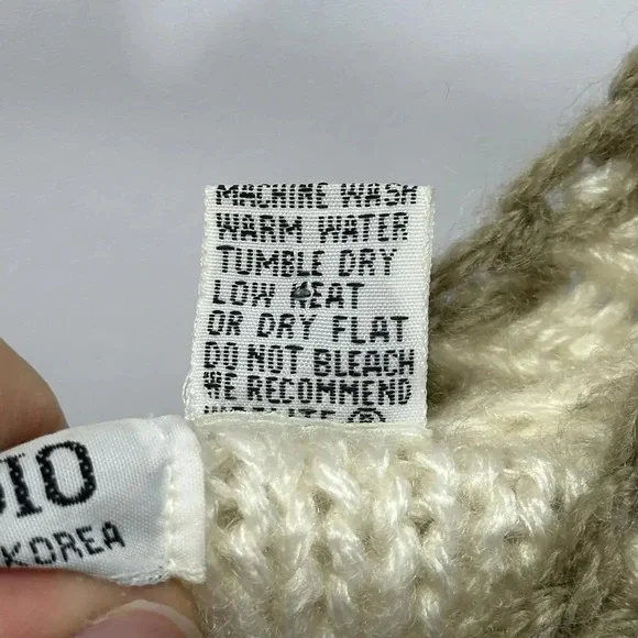 Vintage Bauble Cream Knit Cardigan Sweater Large - Picture 4 of 6